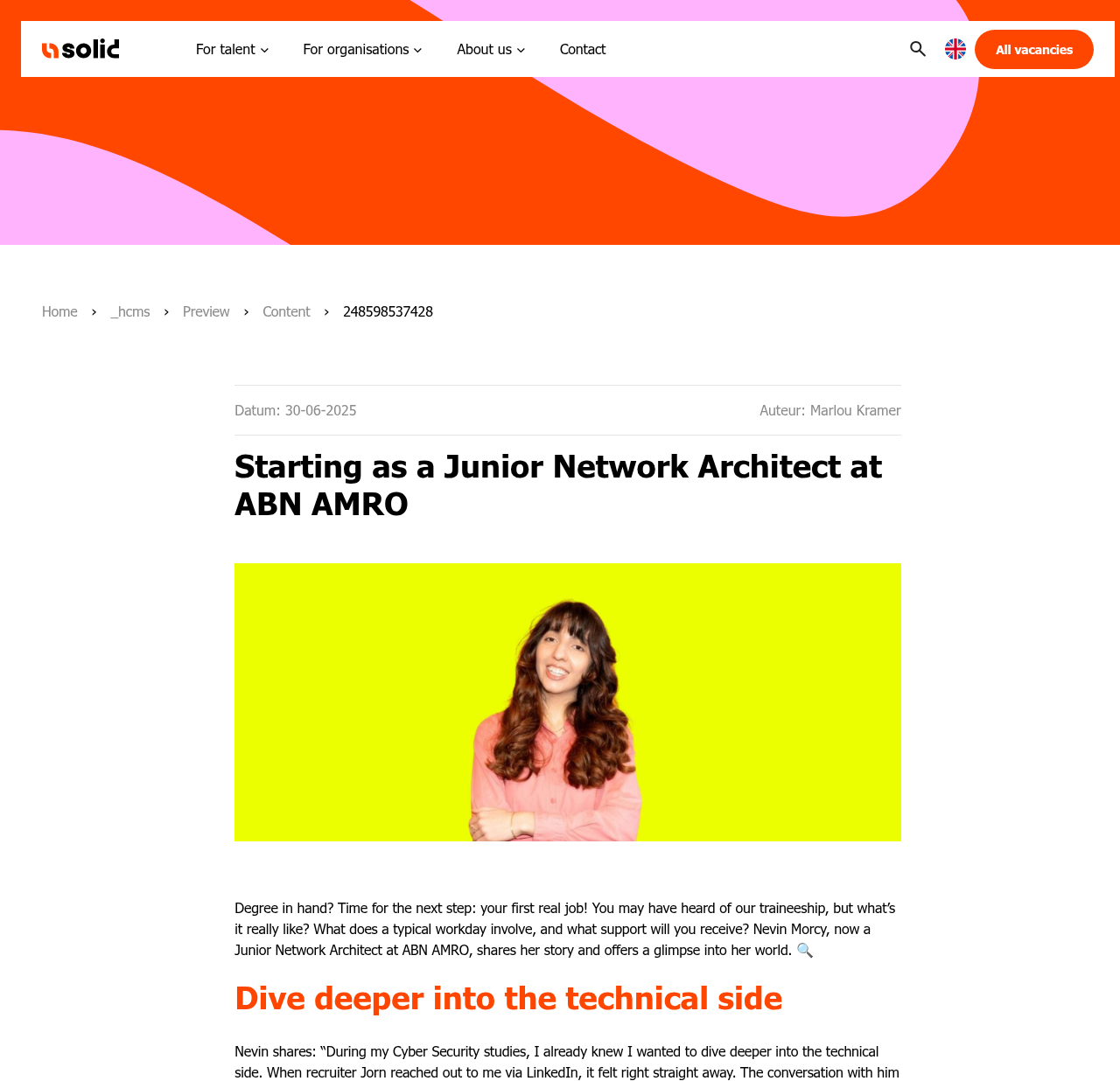 Starting as a Junior Network Architect at ABN AMRO